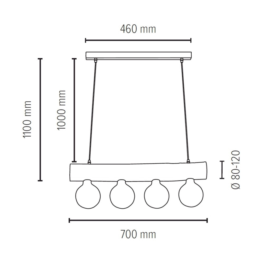 Подвесная люстра TRABO 4xE27/60W/230V сосна - сертифицировано FSC