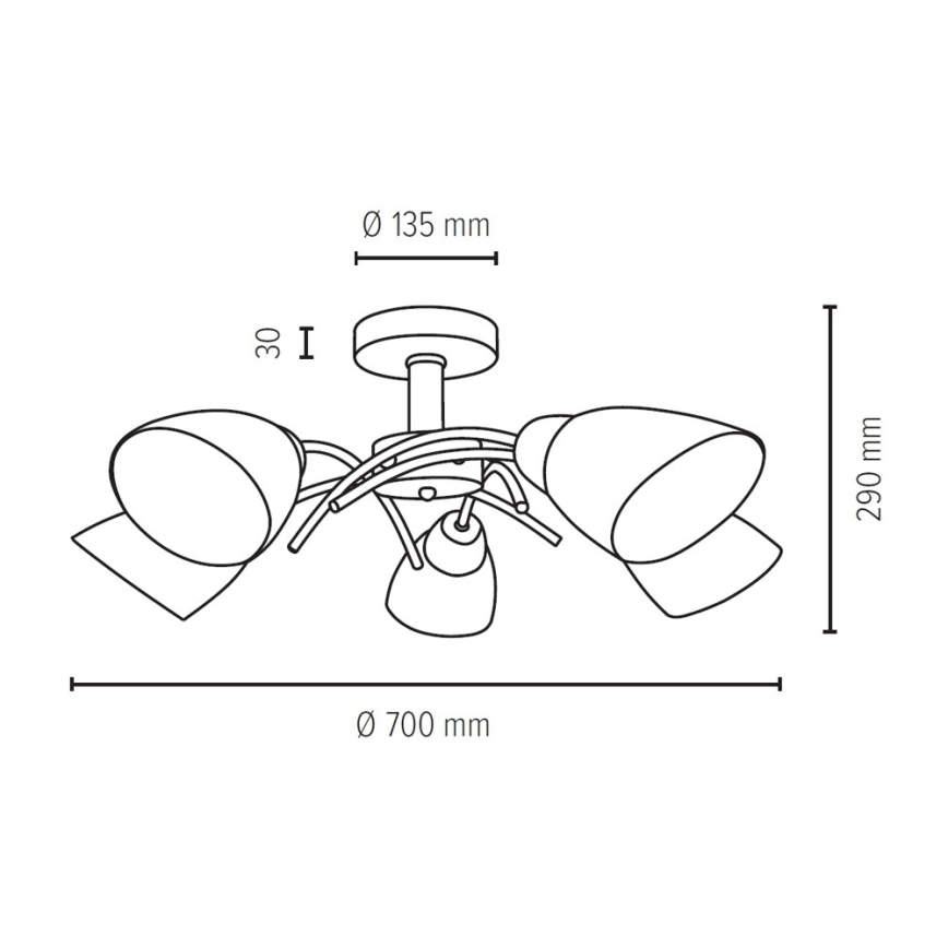 Пристельова люстра VILETTA 5xE27/40W/230V дуб – сертифіковано FSC