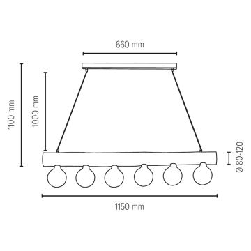 Подвесная люстра TRABO 6xE27/25W/230V дуб - сертифицировано FSC