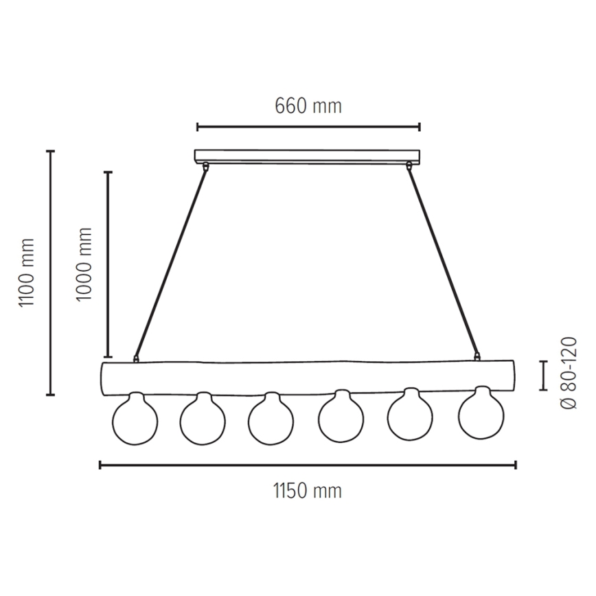 Подвесная люстра TRABO 6xE27/25W/230V дуб - сертифицировано FSC