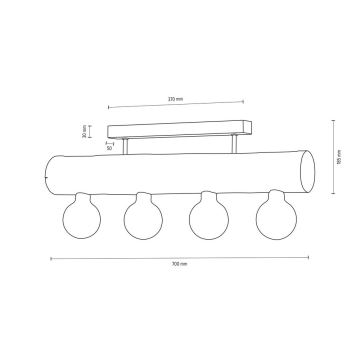 Припотолочная люстра TRABO 4xE27/60W/230V сосна - сертифицировано FSC