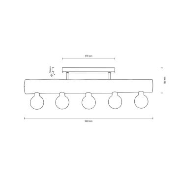 Припотолочная люстра TRABO 5xE27/60W/230V сосна - сертифицировано FSC