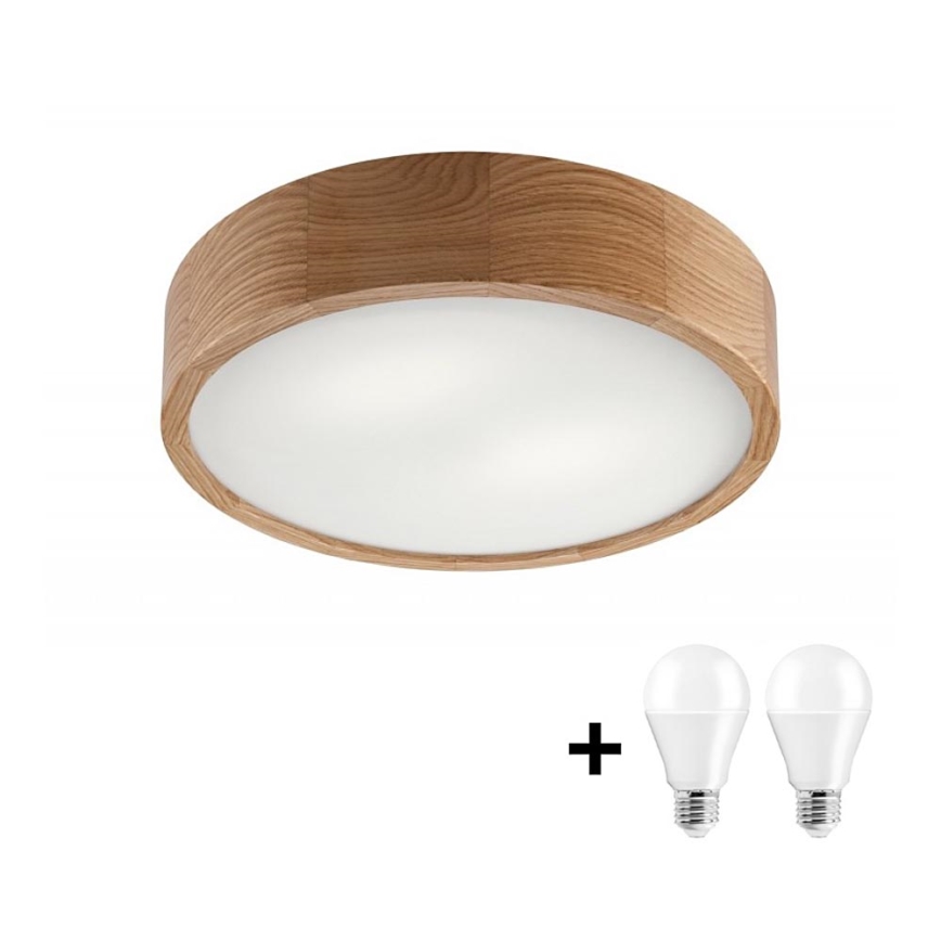 Стельовий LED світильник OAK 2xE27/10W/230V дуб ⌀ 37 см