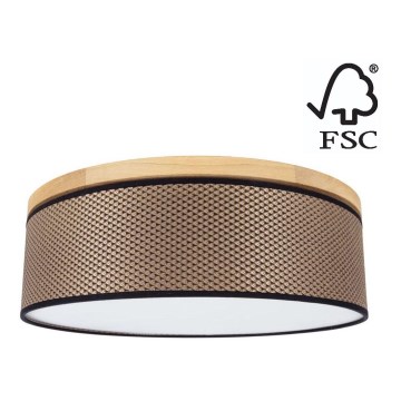 Стельовий світильник BENITA 2xE27/25W/230V діаметр 48 см коричневий/дуб – FSC сертифіковано