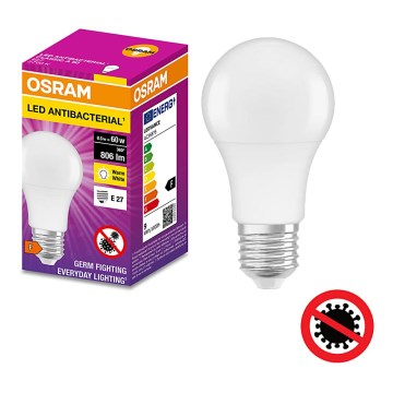 Светодиодная антибактериальная лампа A60 E27/8,5W/230V 2700K - Osram