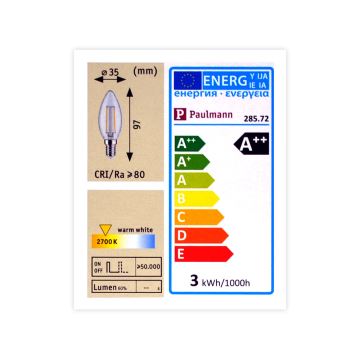 Светодиодная диммируемая лампочка E14/2,5W/230V 2700K - Paulmann 28572