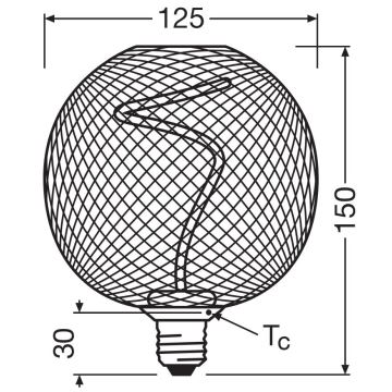 Светодиодная лампочка с регулированием яркости DECOR FILAMENT G125 E27/3,5W/230V 1800K черный - Osram