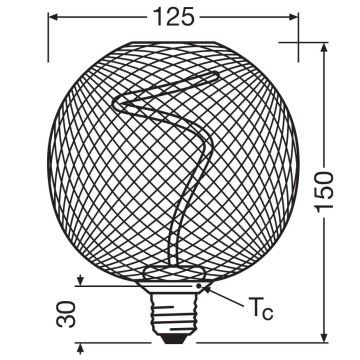 Светодиодная лампочка с регулированием яркости DECOR FILAMENT G125 E27/3,5W/230V 1800K золотистый - Osram