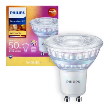 Светодиодная лампочка с регулированием яркости Philips Warm Glow GU10/3,8W/230V 2200-2700K CRI 90