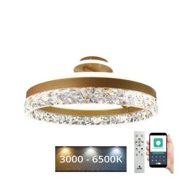 Светодиодная припотолочная люстра с регулированием яркости LED/86W/230V 3000-6500K золотистый + дистанционное управление