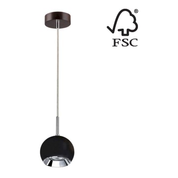 Светодиодная подвесная люстра BALL WOOD 1xGU10/5W/230V бук - сертифицировано FSC