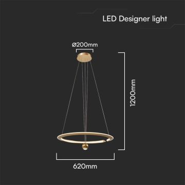 Светодиодная подвесная люстра LED/45W/230V 3000K диаметр 62 см золотистый