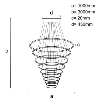 Светодиодная подвесная люстра с регулированием яркости LED/365W/230V 3000-6500K + дистанционное управление