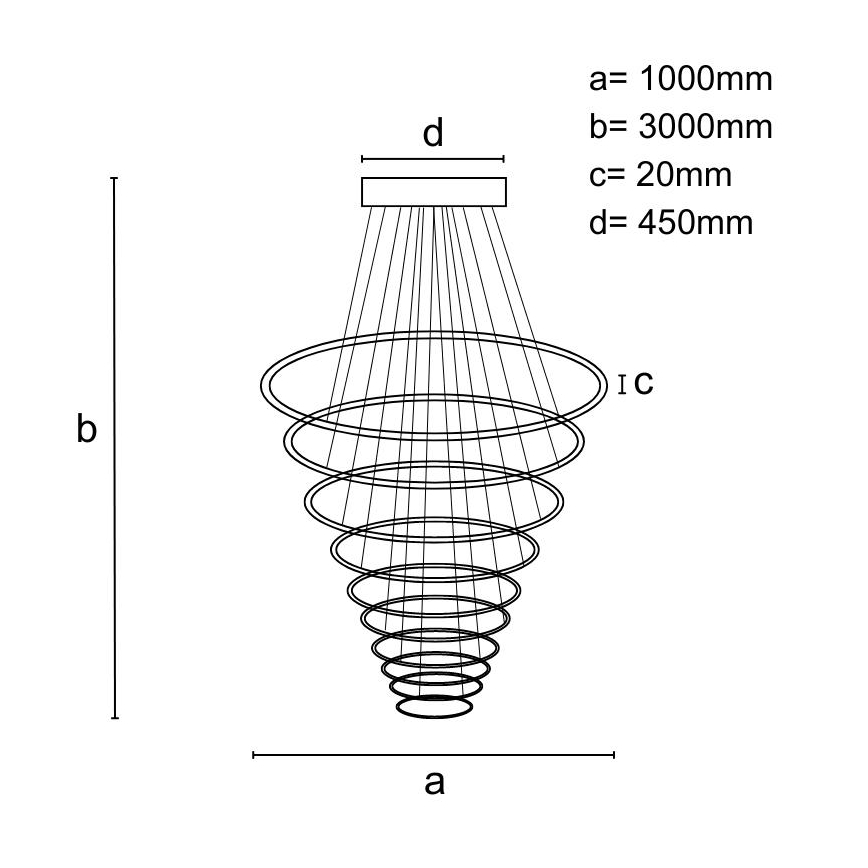 Светодиодная подвесная люстра с регулированием яркости LED/365W/230V 3000-6500K + дистанционное управление