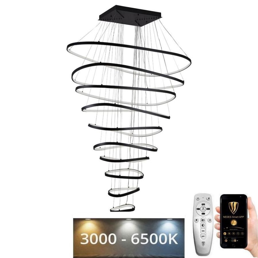 Светодиодная подвесная люстра с регулированием яркости LED/370W/230V 3000-6500K + дистанционное управление