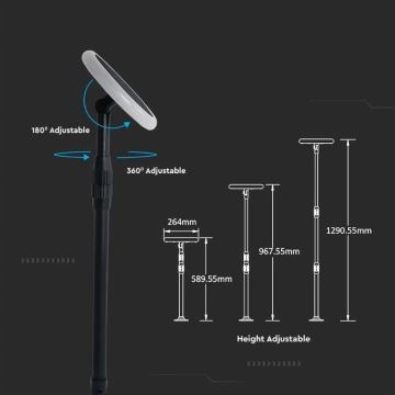 Светодиодная регулируемая лампа на солнечной батарее GARDEN LED/8W/5V 60-129 см 4000K IP65