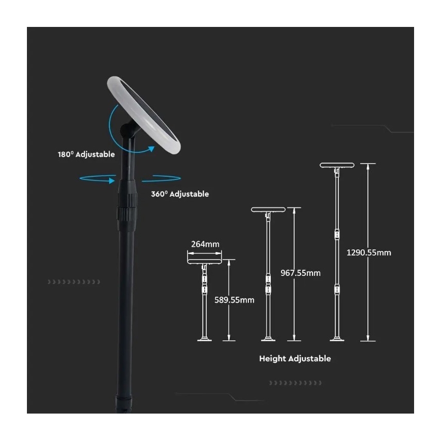 Светодиодная регулируемая лампа на солнечной батарее GARDEN LED/8W/5V 60-129 см 4000K IP65