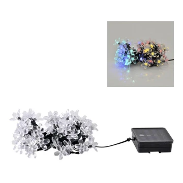 Светодиодная RGB-гирлянда на солнечной батарее FLOWER 50xLED/1,2V IP44