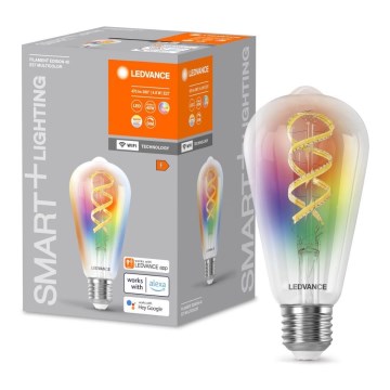 Светодиодная RGBW-лампочка с регулированием яркости SMART+ FILAMENT EDISON ST64 E27/4,8W/230V 2700-6500K Wi-Fi - Ledvance