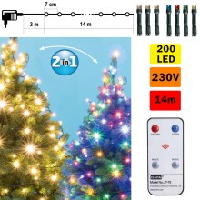 Светодиодная рождественская гирлянда с пультом управления 200xLED/230V IP44
