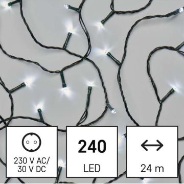 Светодиодная рождественская уличная гирлянда 240xLED/8 режимов 29 м IP44 холодный белый