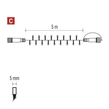 Светодиодная уличная рождественская гирлянда 50xLED/5 м IP44 теплый белый