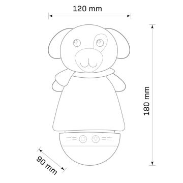 Светодиодный детский RGВ-ночник с мелодией 3xAAA/5V собачка