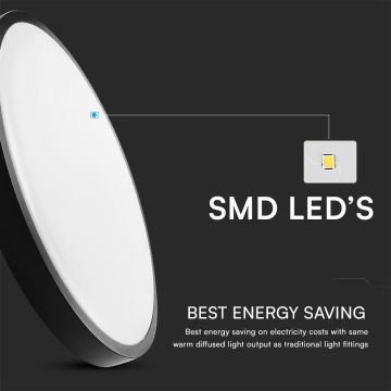 Светодиодный потолочный светильник для ванной комнаты с датчиком SAMSUNG CHIP LED/18W/230V IP44 4000K диаметр 29 см черный + дистанционное управление