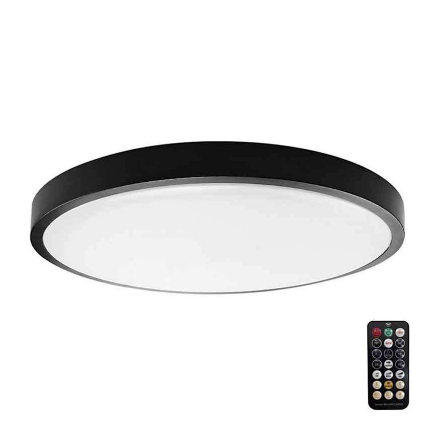 Светодиодный потолочный светильник для ванной комнаты с датчиком SAMSUNG CHIP LED/18W/230V IP44 4000K диаметр 29 см черный + дистанционное управление