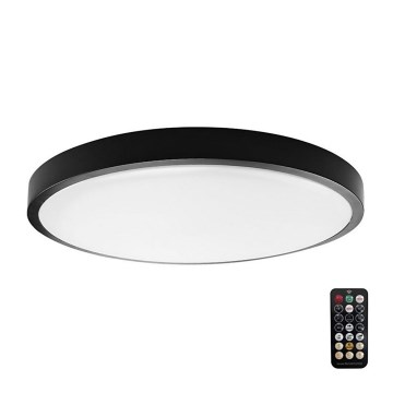 Светодиодный потолочный светильник для ванной комнаты с датчиком SAMSUNG CHIP LED/36W/230V IP44 4000K диаметр 42 см черный + дистанционное управление