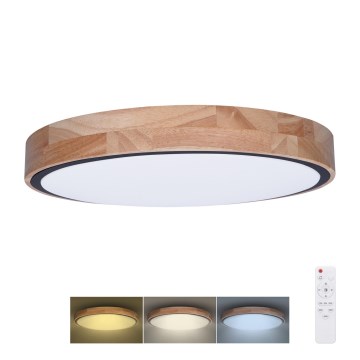 Светодиодный потолочный светильник с регулированием яркости IRON OAK LED/48W/230V 3000-6500K дуб диаметр 40 см + дистанционное управление