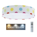 Светодиодный потолочный светильник с регулированием яркости SMART GALAXY KIDS LED/24W/230V 3000-6500K точки цветной + дистанционное управление