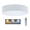 Светодиодный потолочный светильник с регулированием яркости SMART GALAXY KIDS LED/24W/230V 3000-6500K звезды белый/бирюзовый + дистанционное управление