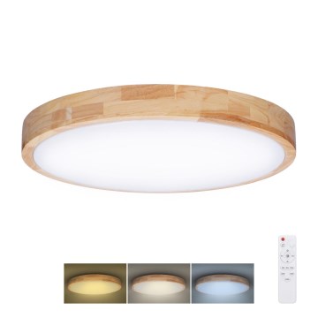 Светодиодный потолочный светильник с регулированием яркости SOLID OAK LED/60W/230V 3000-6500K дуб диаметр 51 см + дистанционное управление