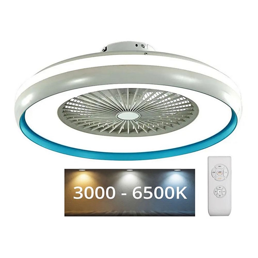 Светодиодный потолочный светильник с вентилятором LED/45W/230V 3000/4000/6500K синий + дистанционное управление