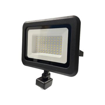 Светодиодный уличный прожектор с датчиком LED/50W/230V 4000K IP44 черный