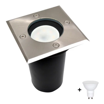 Светодиодный уличный светильник для подсветки дорожек 1xGU10/6W/230V IP44 матовый хром