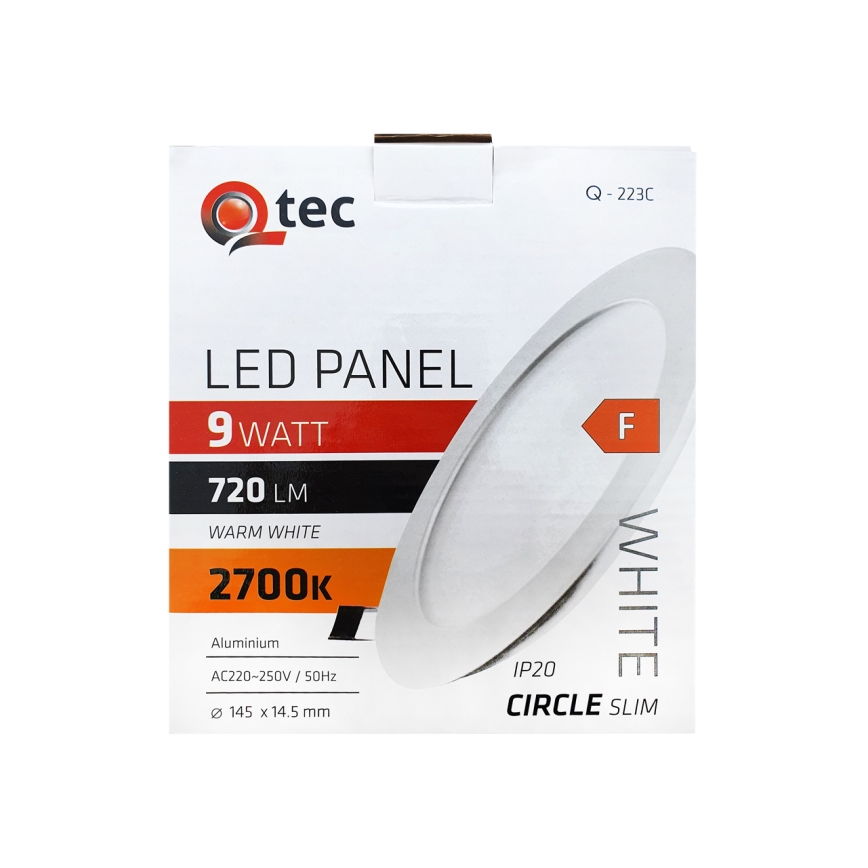 Светодиодный встроенный светильник QTEC LED/9W/230V 2700K диаметр 14,5 см