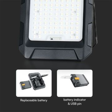 Світлододний прожектор на сонячній батареї LED/10W/3,7V IP65 4000K чорний + пульт дистанційного керування