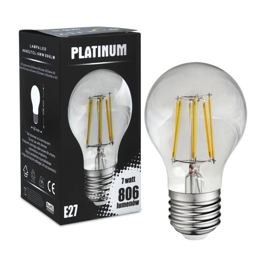 Світлодіодна лампочка FILAMENT A60 E27/7W/230V 3000K