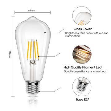 Світлодіодна лампочка FILAMENT ST64 E27/4W/230V 2700K - Aigostar