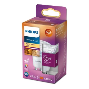 Світлодіодна лампочка з регулюванням яскравості Philips Warm Glow GU10/3,8W/230V 2200-2700K CRI90