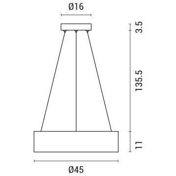 Світлодіодна підвісна люстра LED/30W/230V 3000K діаметр 45 см чорний