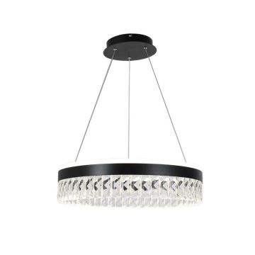 LED Підвісна кришталева люстра з регулюванням яскравості LED/90W/230V 3000-6500K чорний + пульт дистанційного керування