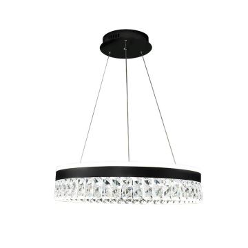 LED Підвісна кришталева люстра з регулюванням яскравості LED/90W/230V 3000-6500K чорний + пульт дистанційного керування