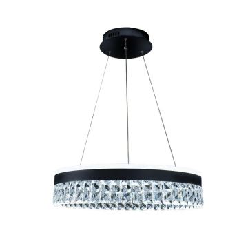 LED Підвісна кришталева люстра з регулюванням яскравості LED/90W/230V 3000-6500K чорний + пульт дистанційного керування