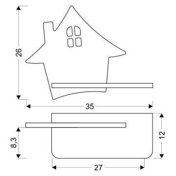 Світлодіодний дитячий настінний світильник з поличкою HOUSE LED/4W/230V чорний/дерево