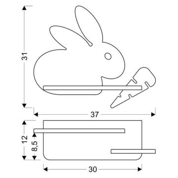 Світлодіодний дитячий настінний світильник з поличкою RABBIT LED/4W/230V сірий/білий/дерево