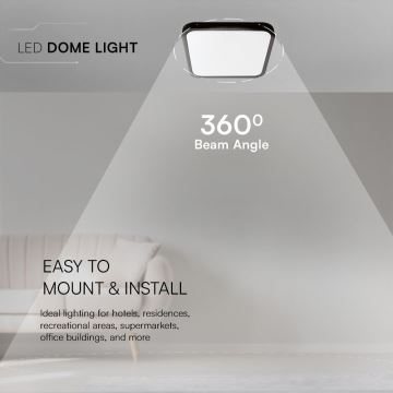 Світлодіодний стельовий світильник для ванної кімнати SAMSUNG CHIP LED/18W/230V IP44 3000K 25x25 см чорний