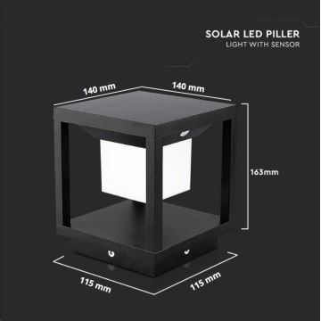 Світлодіодний світильник на сонячній батареї з датчиком LED/2W/5,5V 3000K IP65 чорний